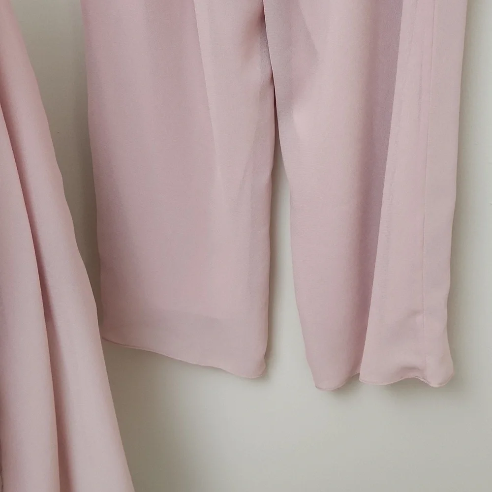 Le Bos 3 Piece Pant Set Women’s Size 10 Pink Chiffon Duster Tank Top Pants Flora